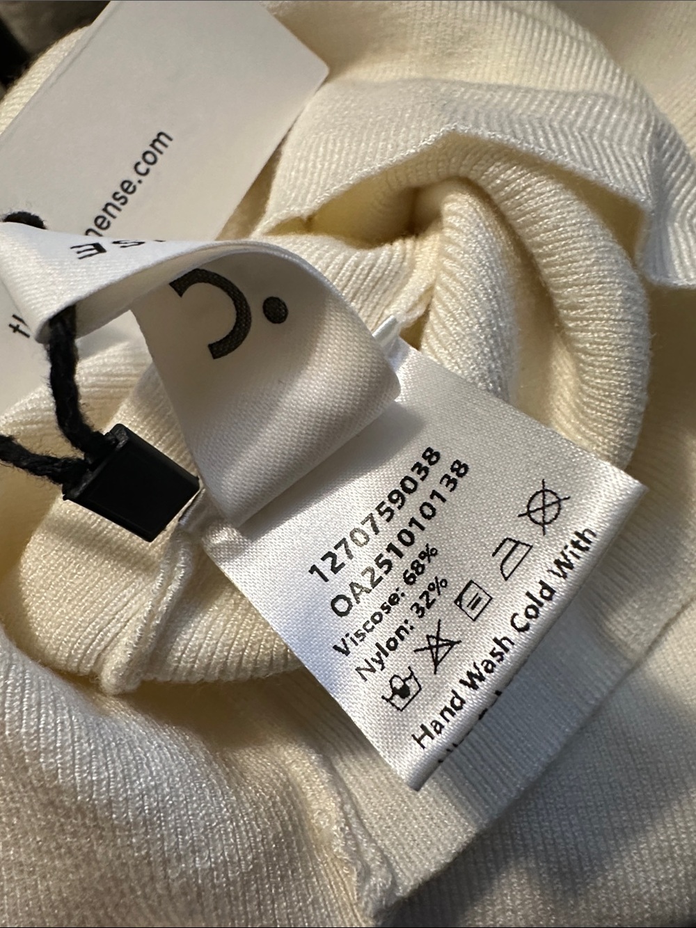 New with Tag! Commense Mock Neck Gold-Button Knit Top - Cream sz L - Picture 6 of 7